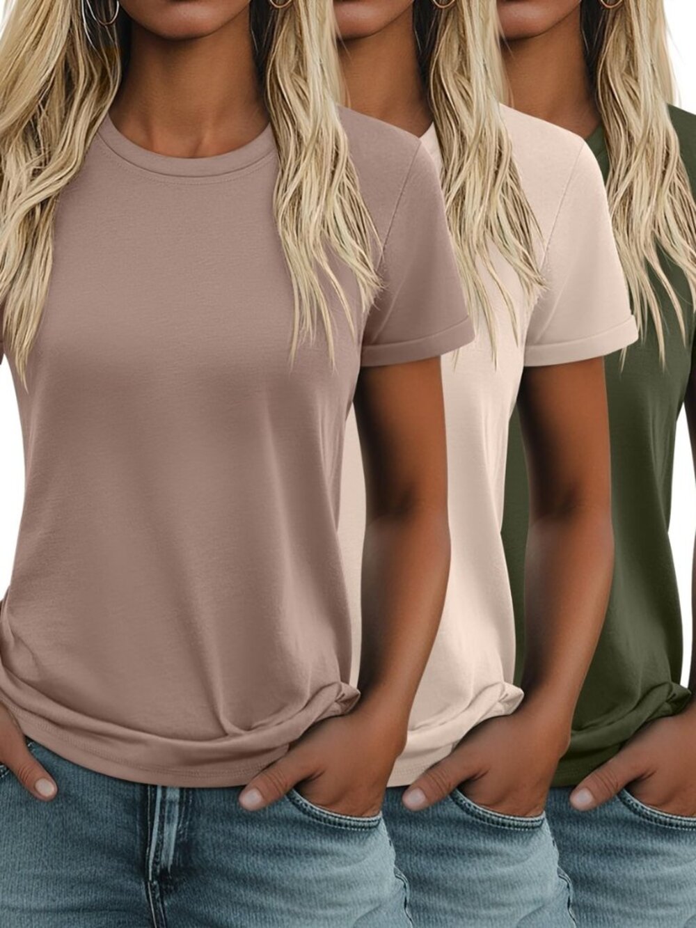 3 Pack Cotton Women's Short Sleeve T Shirts